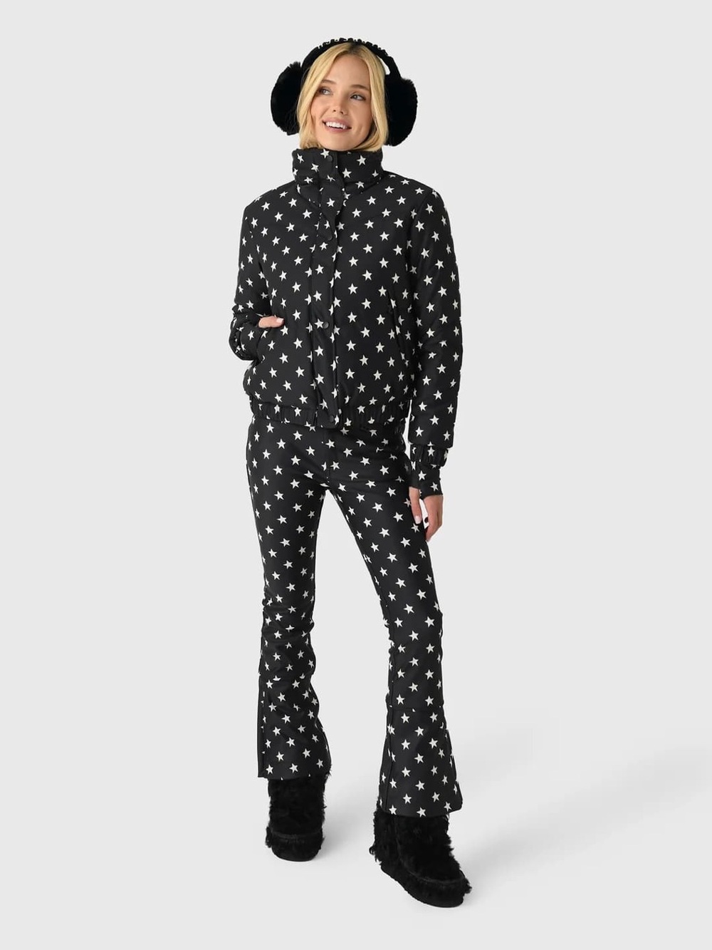 Berno Size Small Star-Print Black ski jacket
